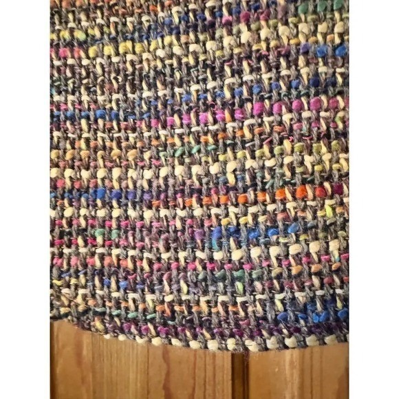 Louis Verdad Tweed Blazer Brown Leather Trim Career Business Chic Old Money M - Picture 6 of 10